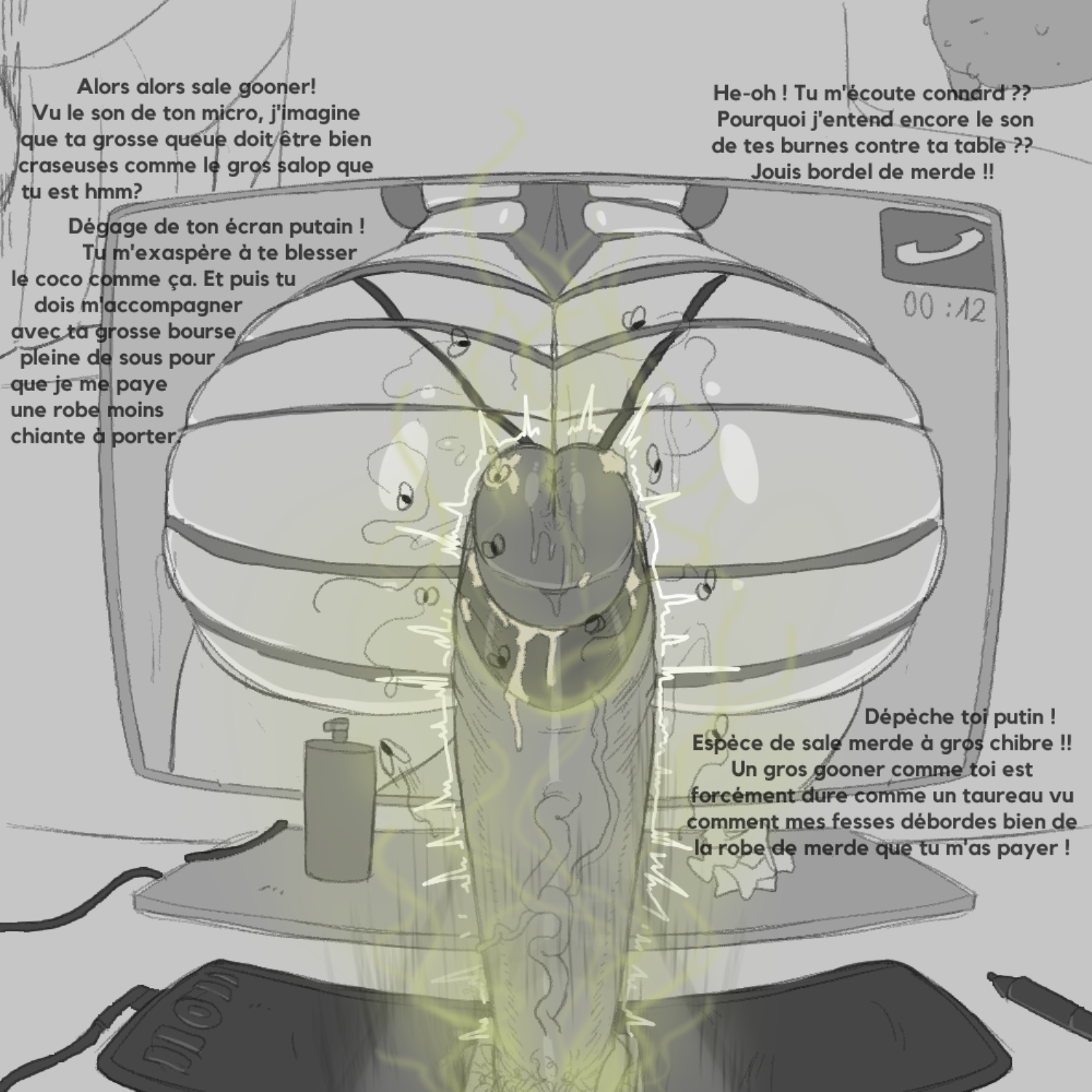 1boy 2025 agressive_masturbation almost_naked anonymous_artist artist ass big_ass big_cock big_dick big_penis fapping fat_ass fat_cock fat_dick fat_penis female flies_for_smell french_text graphic_tablet hairy huge_ass huge_cock insult male male_only masturbation monochrome penis pov precum revealing_clothes self_upload sitting smelly smelly_cock smelly_penis stinky stinky_penis stroking_penis tagme throbbing_penis used_tissue veins_on_dick