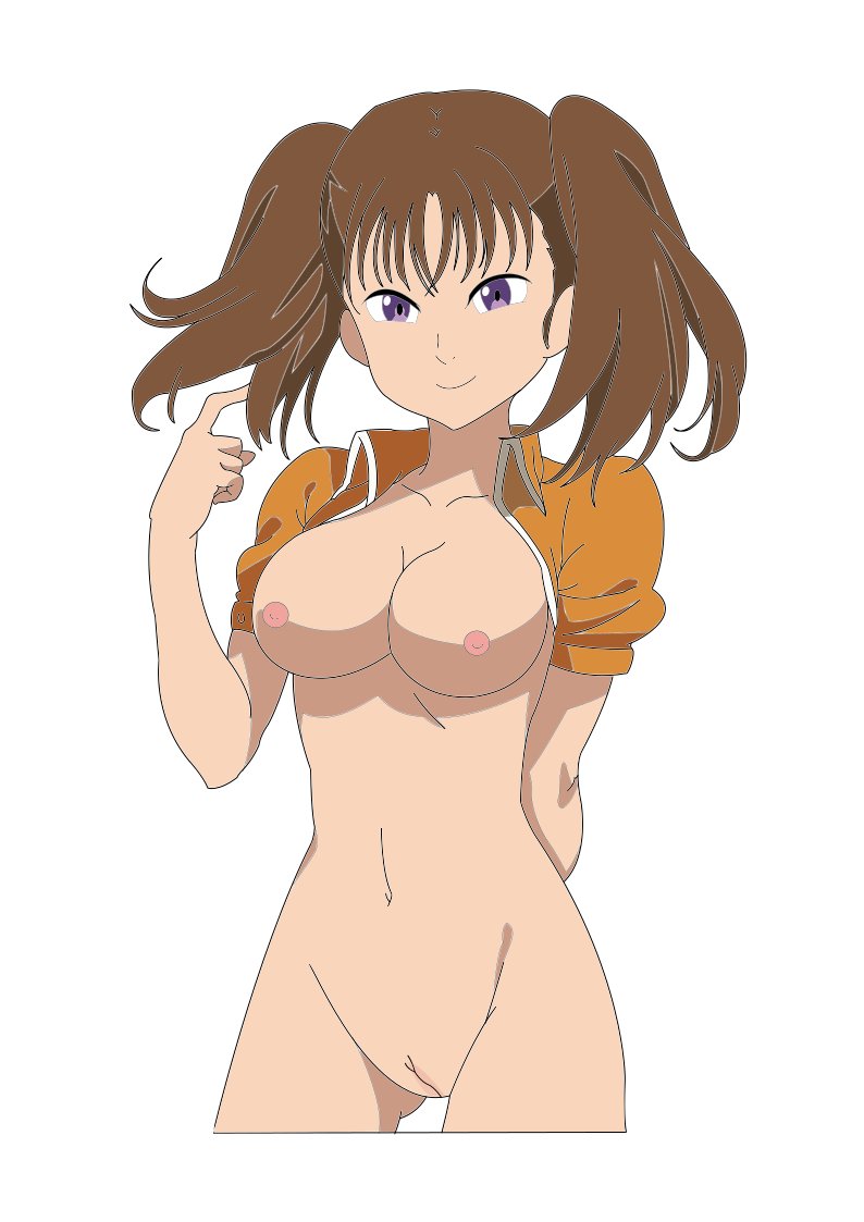 diane (nanatsu no taizai), belly button, breasts, brown hair, female only, ...