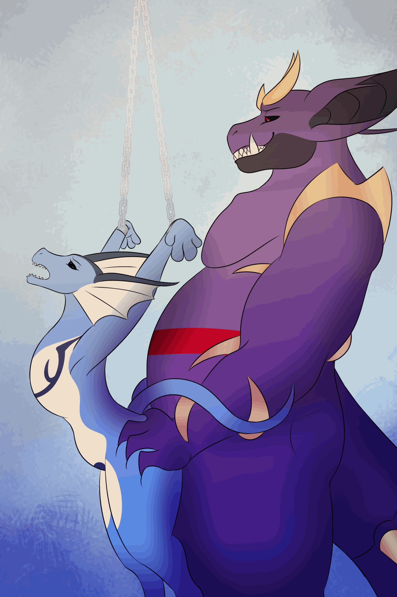 alvasir_(artist) ambiguous_gender animated anthro ass belly blue_body bound butt_grab chained chains duo eeveelution fin from_behind_position generation_1_pokemon generation_4_pokemon generation_7_pokemon giratina grin hand_on_butt haze_the_giraking hi_res hybrid legendary_pokemon male male/ambiguous nidoking nintendo penetration pokemon pokemon_(species) purple_body salazzle sex simple_background smile stomach_bulge tail vaporeon