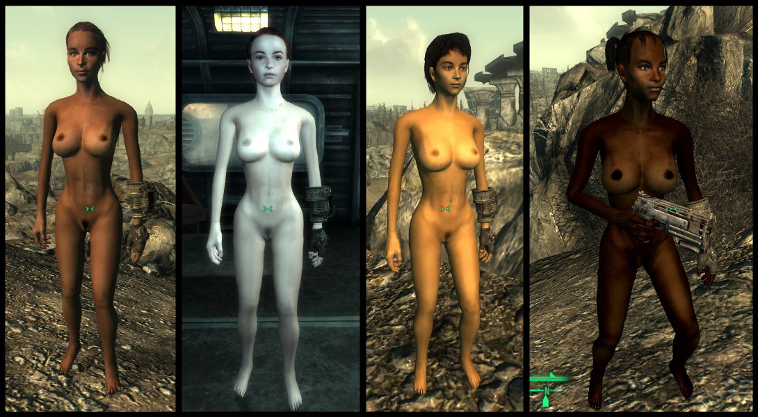 amata almodovar, fallout, fallout 3, 3d, 4girls, breasts, dark-skinned fema...