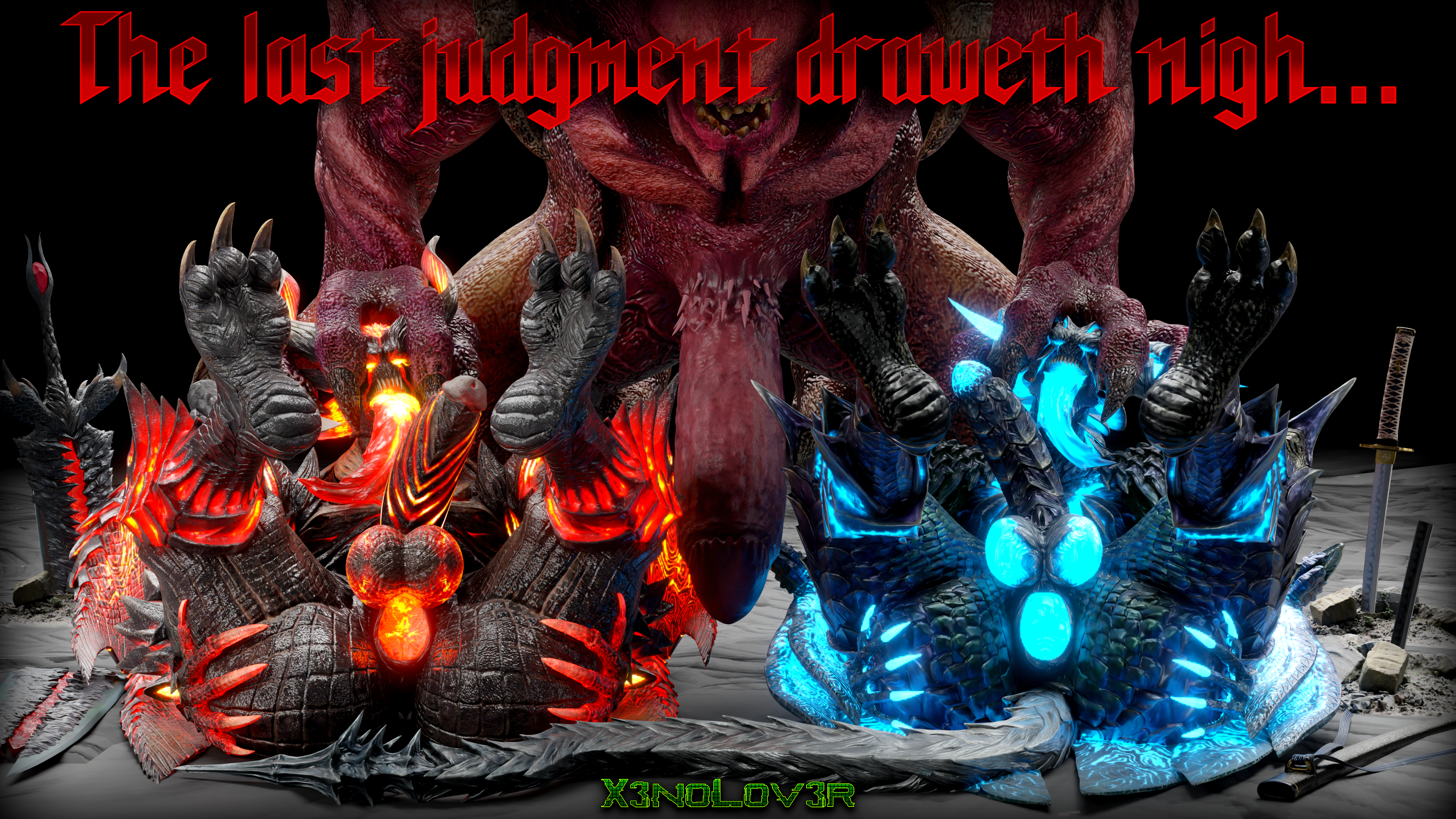2025 3_toes 3d_(artwork) 5_fingers absurd_res anus ass balls baron_of_hell blender_(artwork) blue_glow broken_sword brother_(lore) brothers_(lore) capcom claws dante_(dmc) defeated demon devil_may_cry devil_may_cry_5 digital_media_(artwork) doom_(series) erection feet fingers game_over gameplay_mechanics genitals glowing glowing_anus glowing_balls glowing_claws glowing_eyes glowing_genitalia glowing_penis glowing_tongue glowing_wings grey_body grey_scales group hand_on_butt hand_on_own_butt head_grab hi_res horn humanoid_genitalia humanoid_penis id_software katana legs_up long_tongue lying male male/male melee_weapon microsoft on_back on_ground penis penis_size_difference pointed_tail puffy_anus red_glow scales scalie sibling_(lore) side_by_side sin_devil_trigger size_difference spread_legs spreading sword tail thekidxeno thick_thighs toes tongue tongue_out trio two_subs_one_dom vergil_(devil_may_cry) weapon wings wrinkled_feet wrinkles