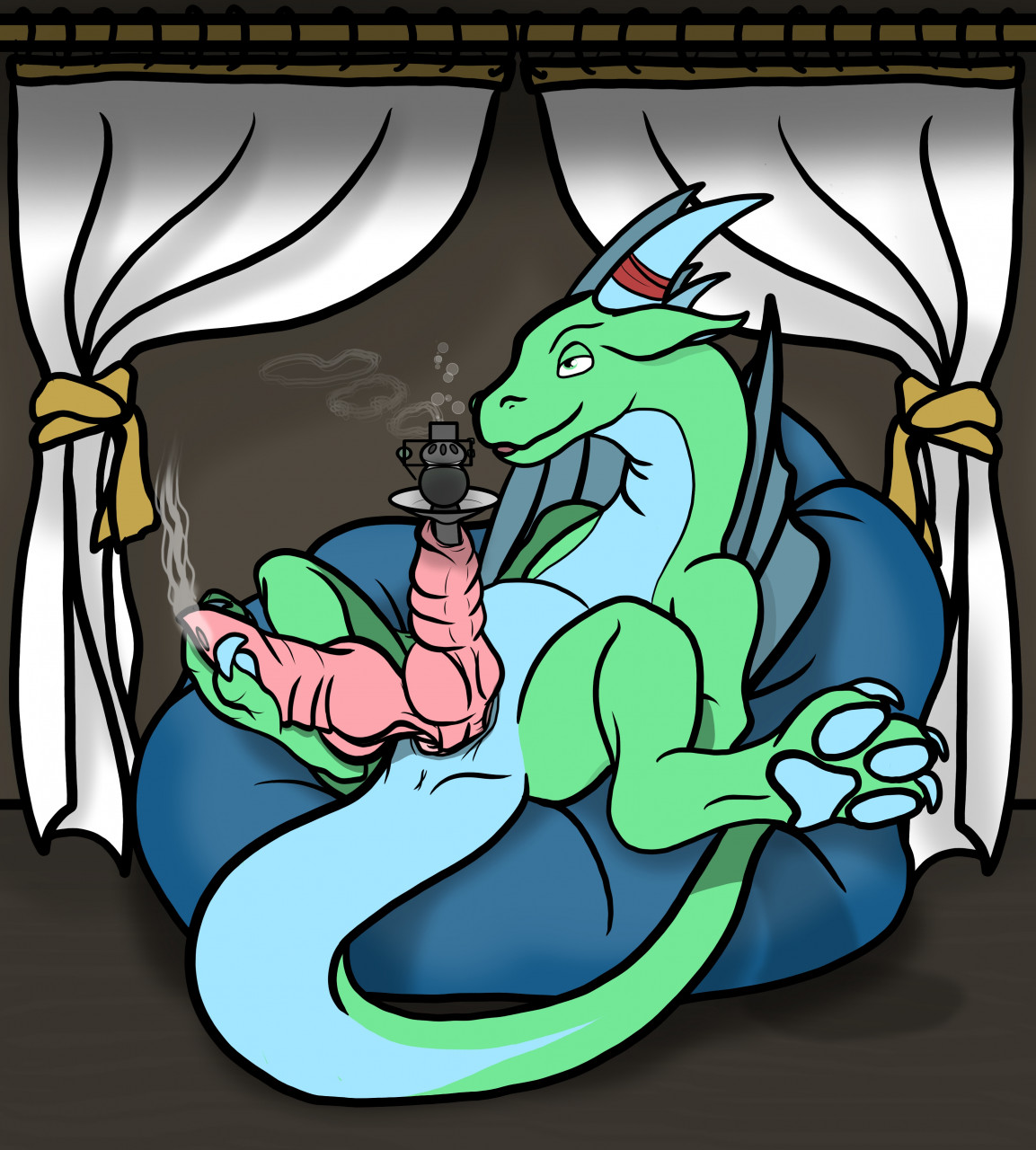 hi res, simple background, 2 penises, animal genitalia, animal penis, dragon, feral, genitals, hemipenes, horn, knot, male, multi genitalia, multi penis, paws, penetration, penis, sierracanine, solo, urethral, urethral penetration, wings, 