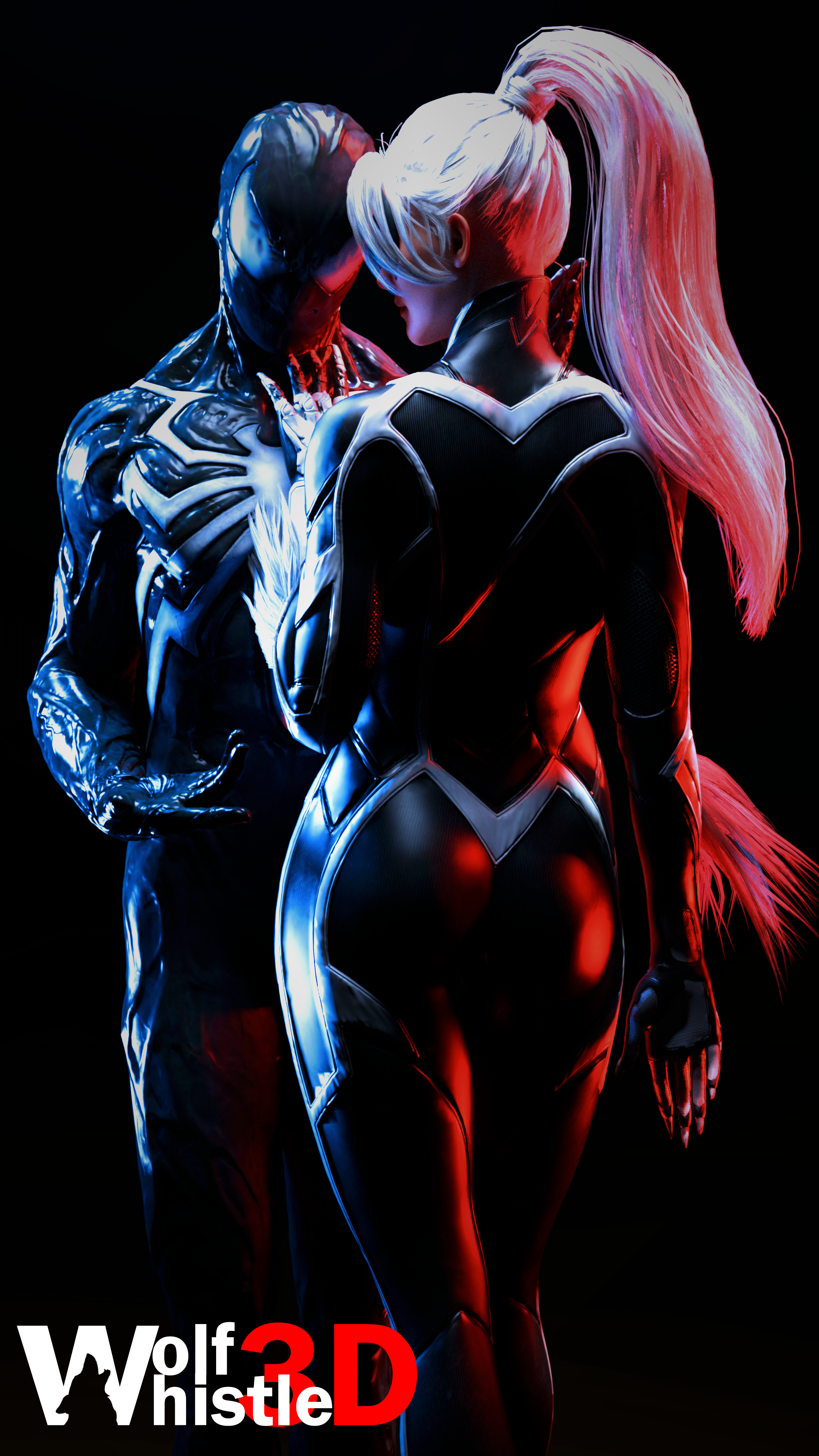 1boy 1boy1girl 1girl1boy 1girls 2025 3d 3d_(artwork) black_cat_(insomniac) black_cat_(marvel) bodysuit claws couple couple_(romantic) couples felicia_hardy hand_on_chest hourglass_figure insomniac_games light-skinned_female light_skin marvel marvel_comics mask masked masked_male peter_parker ponytail romantic romantic_couple seductive seductive_look shiny shiny_clothes skin_tight spider-man spider-man_(black_suit) spider-man_(insomniac) spider-man_(insomniac_series) spider-man_(series) standing superhero superhero_couple superheroine symbiote symbiote_suit tight_clothes tight_clothing voluptuous voluptuous_female watermark white_fur white_hair wolfwhistle3d
