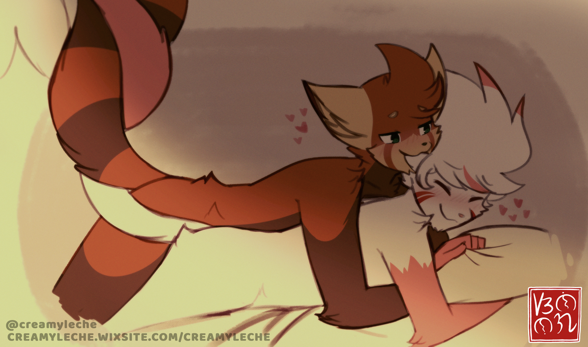 invalid tag, aiponda (character), ferret, kemono, male, mammal, mustelid, red panda, romantic couple, slightly chubby, sunnynoga, sunoga (character), yaoi, 