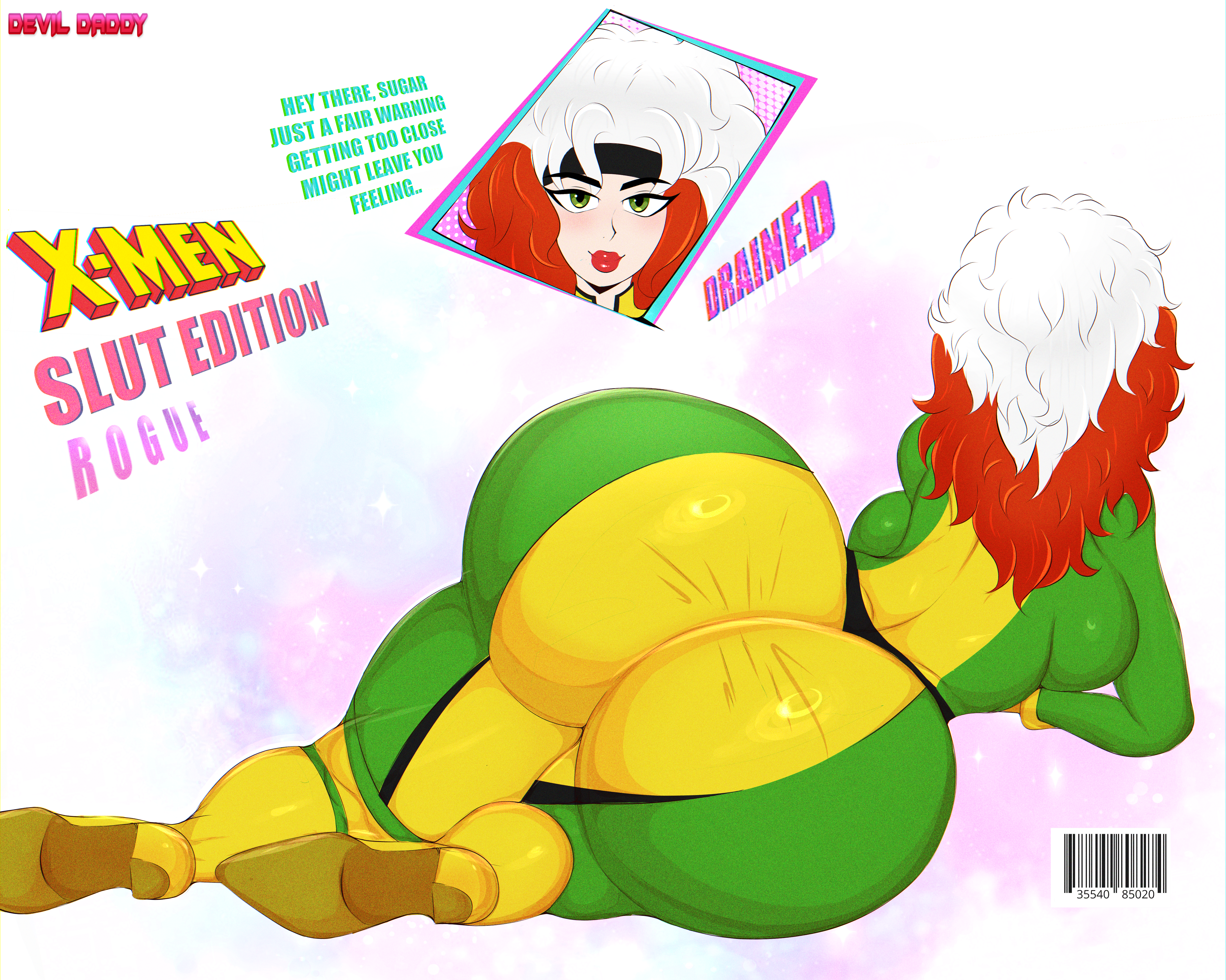 1girls anna_marie ass big_ass big_breasts big_butt big_lips bimbo bimbo_body bimbo_lips breasts bubble_ass busty comic comic_page curvy defeated devil_daddy english_text female gloves green_eyes heels hourglass_figure huge_ass huge_breasts huge_butt imminent_sex laying_on_side lips long_hair looking_at_viewer looking_pleasured marvel marvel_comics meme on_the_floor open_mouth red_lips red_lipstick rogue_(x-men) rogue_dat_ass_(meme) round_ass skin_tight skin_tight_outfit skin_tight_suit superheroine text voluptuous x-men