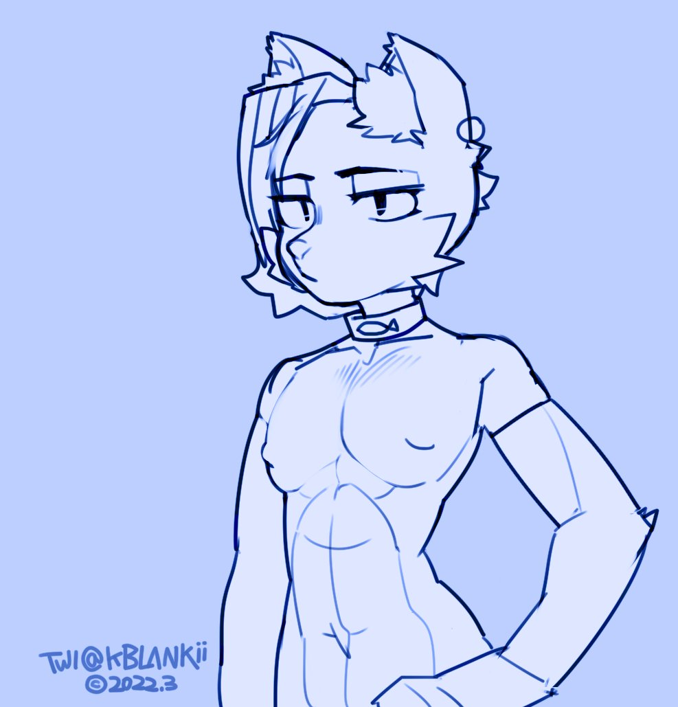 line art, abs, ambiguous gender, clothing, domestic cat, ear piercing, ear ring, felid, feline, felis, female, gloves, grim, handwear, inner ear fluff, kblankii, male, mammal, muscular, neck ring, nipples, piercing, punk hair, solo, tuft, 