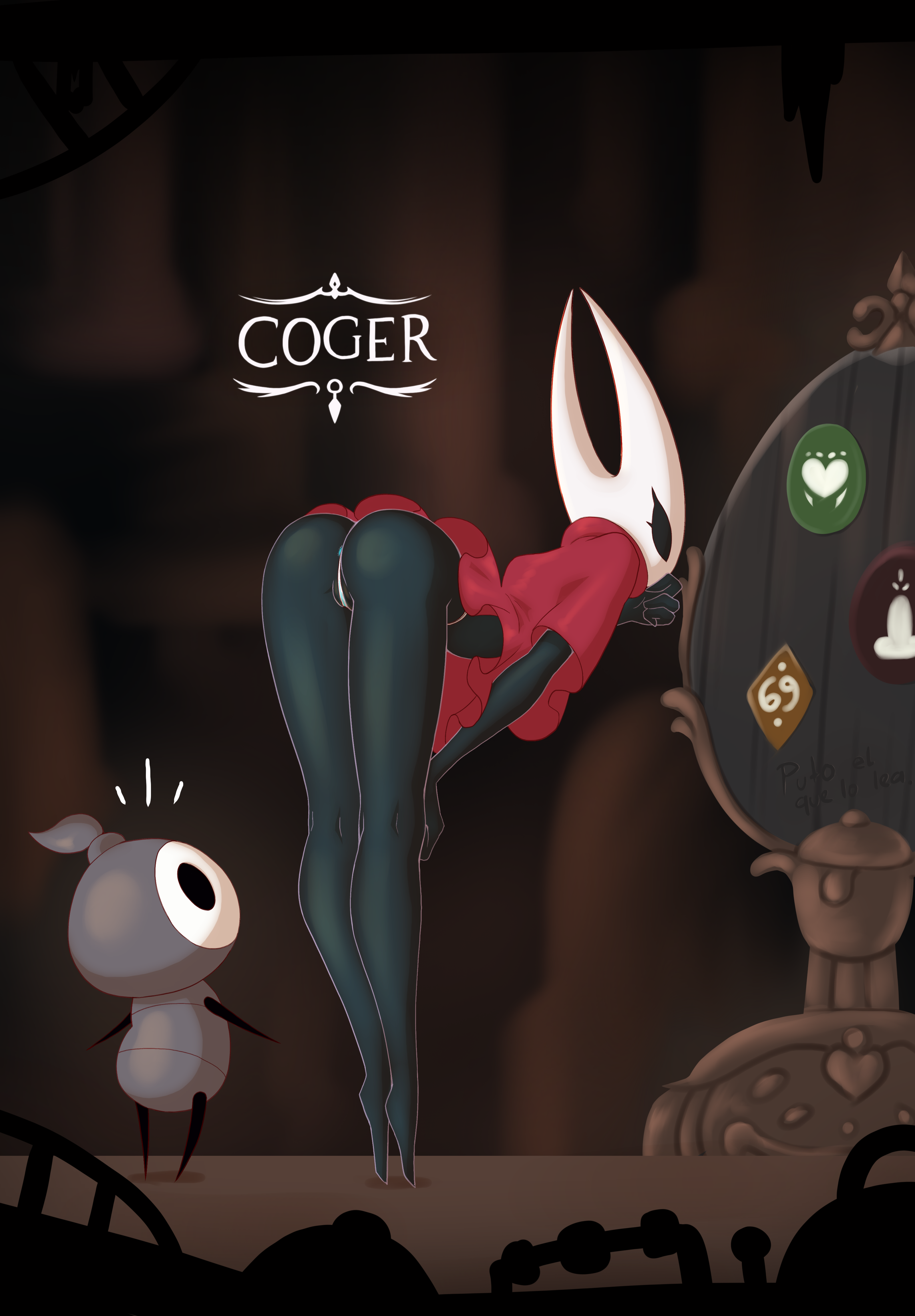 bug hollow_knight hollow_knight:_silksong hornet_(hollow_knight) inminent_sex jona_kazuo jonakazuo sherma_(hollow_knight) silksong spanish_text spider_girl