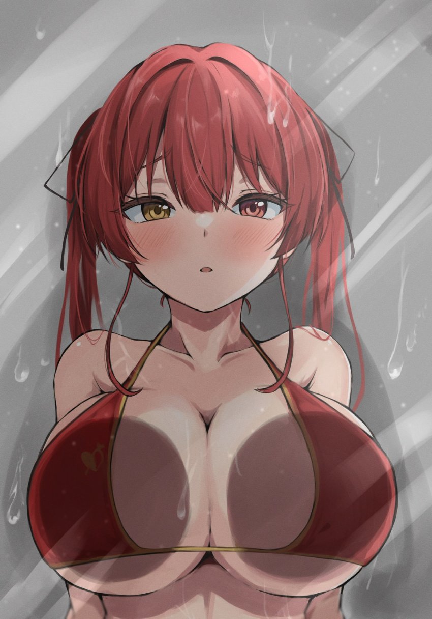 Breasts against glass