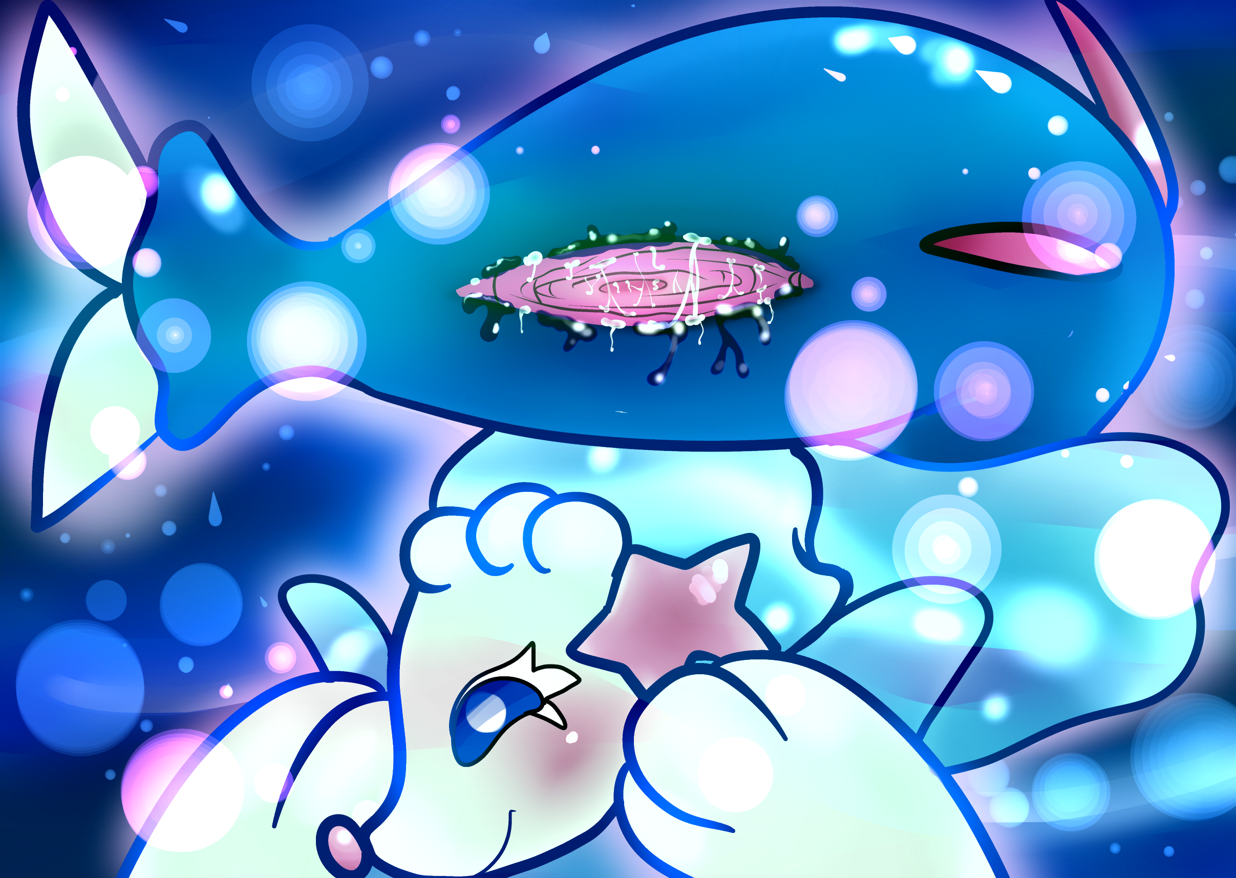 dsmm, primarina, nintendo, pokemon sm, 1girls, after sex, blush, cum, cum in pussy, cum inside, female, furry, mammal, mustelid, pokemon, presenting, pussy, pussy juice, seal, solo, sparkle, underwater, video games, water, wet, 