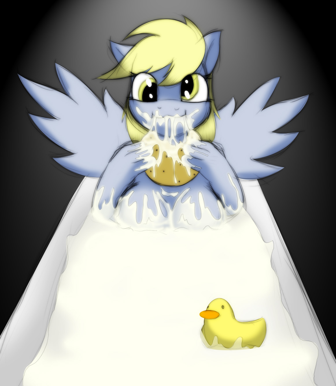 derpy hooves, friendship is magic, my little pony, bathtub, breasts, cookie, cum, equine, female, horse, jayisbutts, pony, 