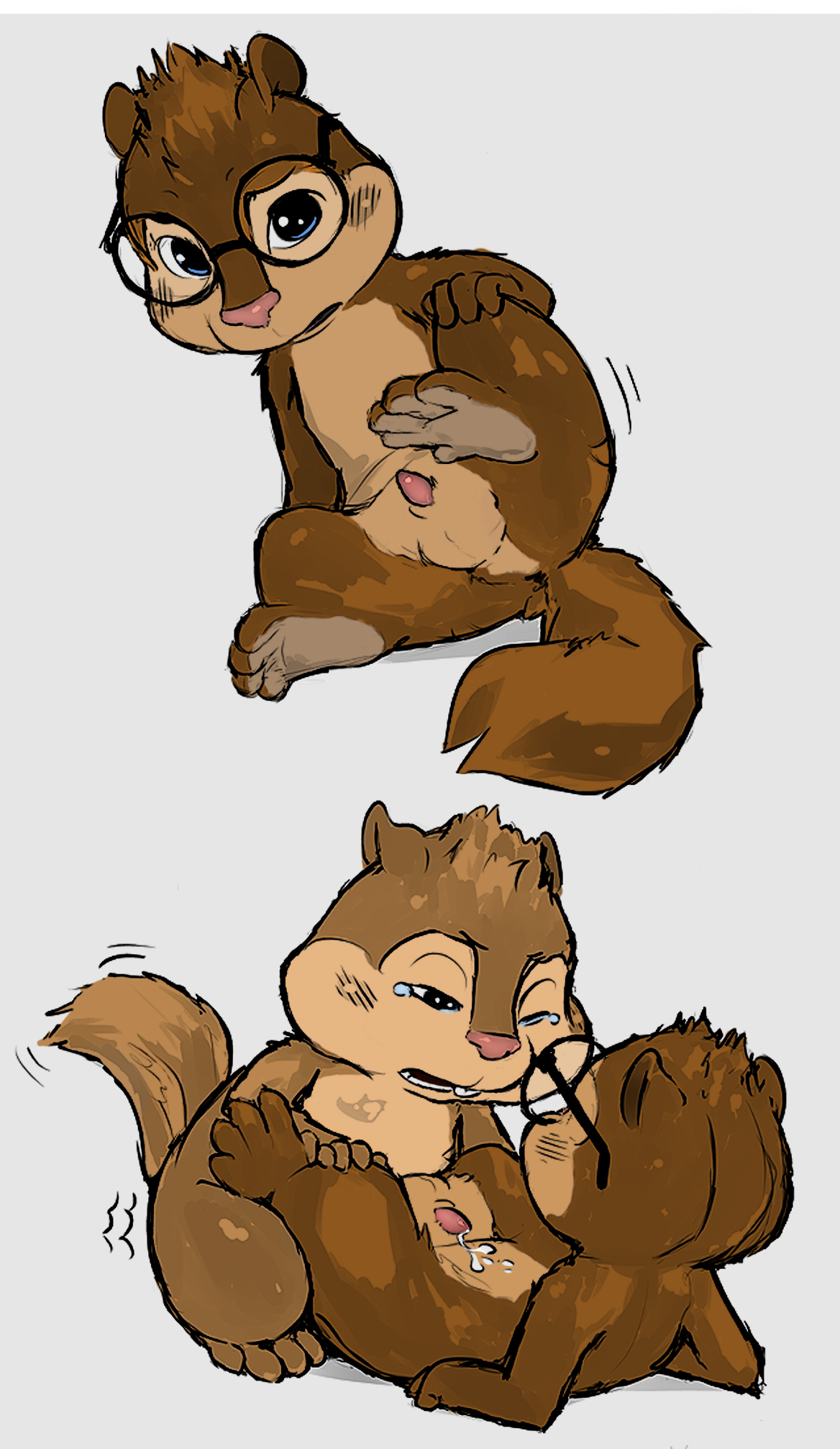 lando, alvin seville, simon seville, alvin and the chipmunks, hi res, anthro, anus, balls, blue eyes, brothers, brown fur, chipmunk, cum, eyewear, fur, glasses, half-erect, male, mammal, nude, paws, penetration, penis, rodent, shy, sibling, spread legs, spreading, subject2host (artist), yaoi, 
