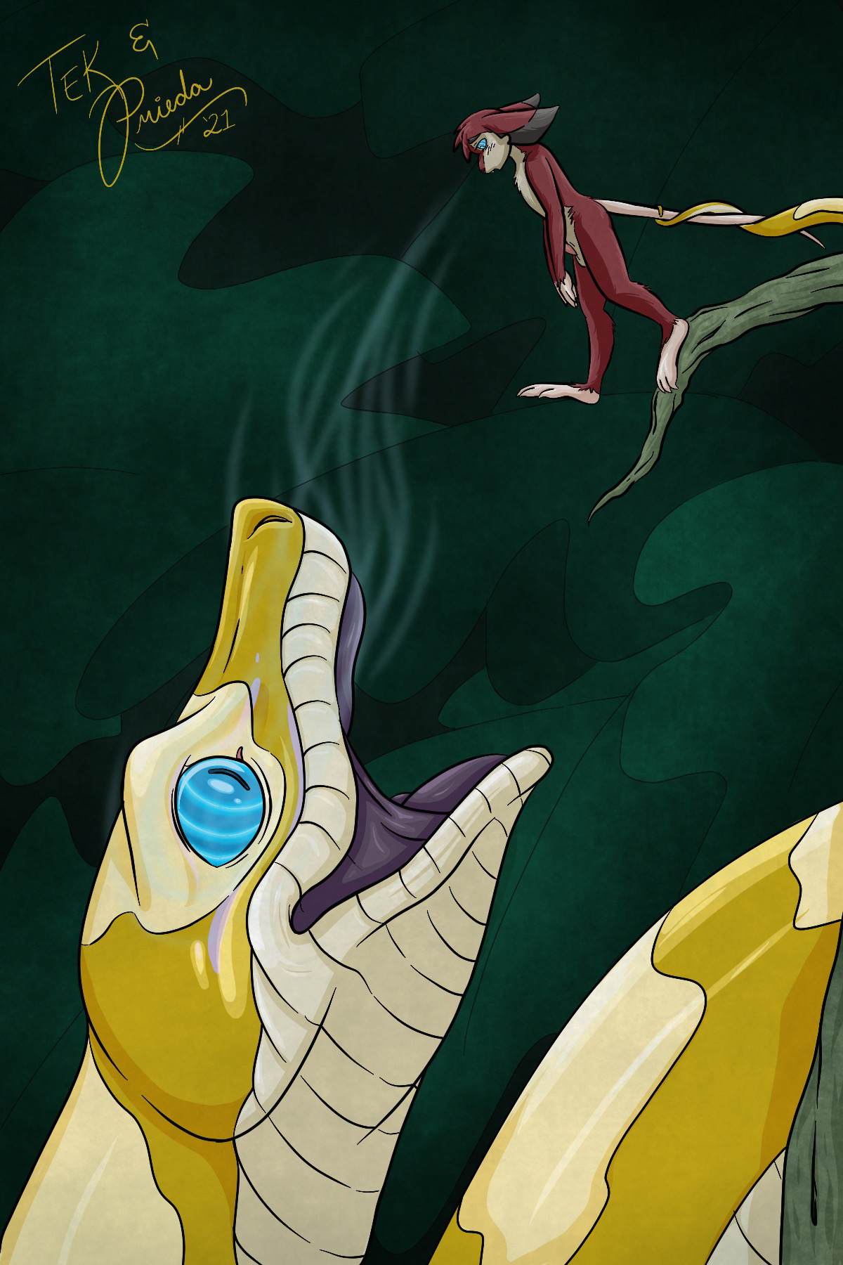 tekandprieda (artist), hi res, anthro, ass, balls, coiled tail, coiled up, coiling, duo, erection, feral, fur, genitals, hair, hypnosis, hypnotic eyes, imminent vore, legless, male, male/male, mammal, mind control, murid, murine, nude, open mouth, oral vore, penis, predator/prey, rat, red body, red fur, reptile, rodent, scalie, serpentine, size difference, snake, tek (tekandprieda), trust fall, vore, xander (shaodevitt), 