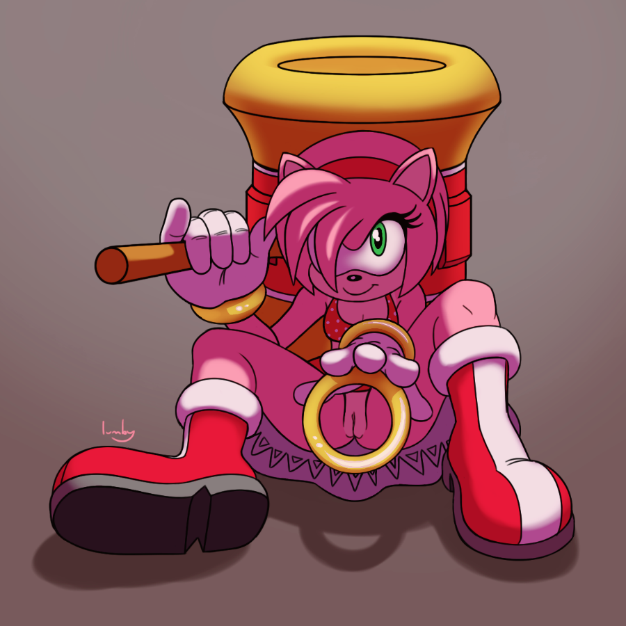 amy rose, sonic (series), clothing, furry, hammer, pink fur, pink hair, 