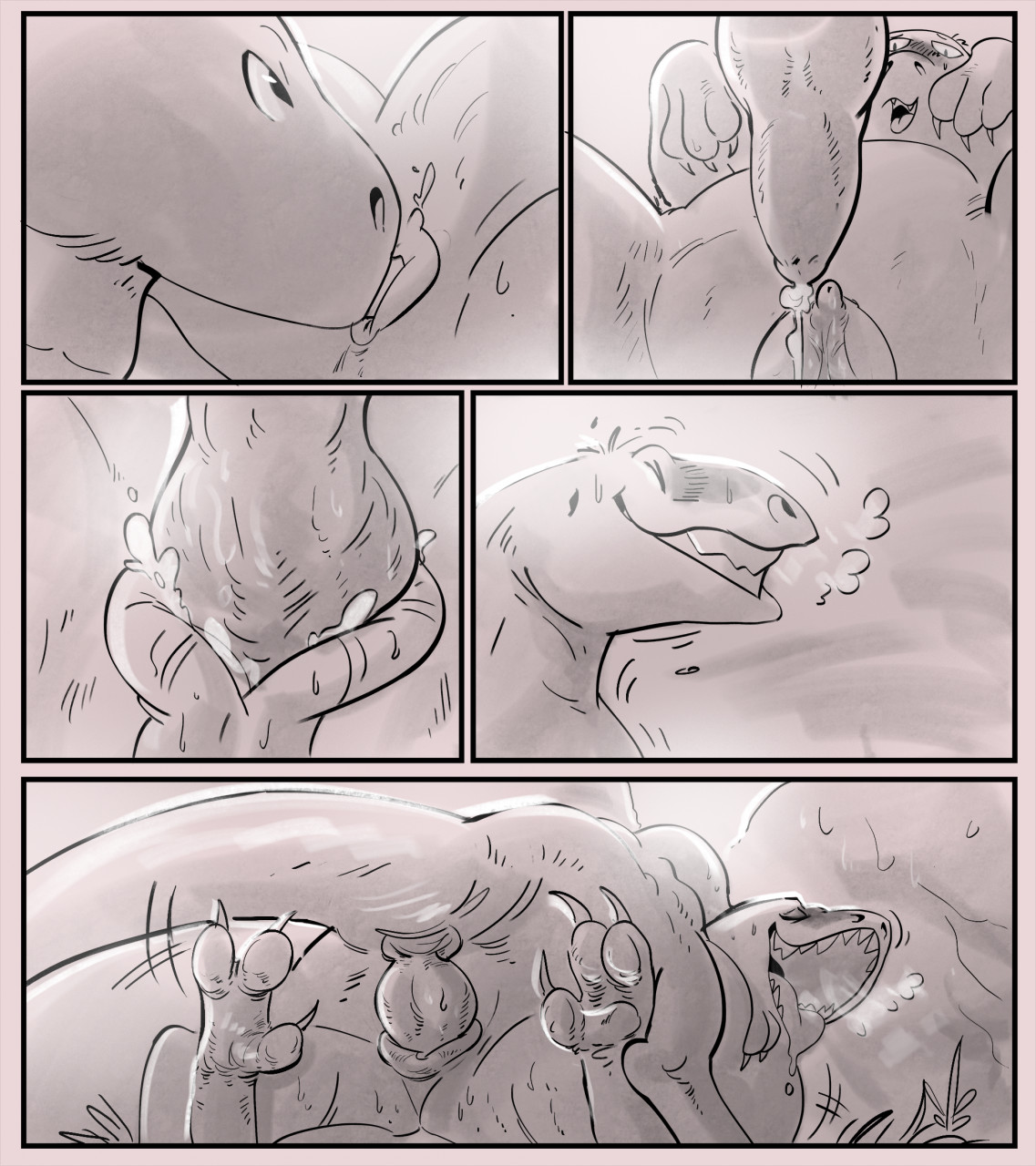 comic, hi res, monochrome, <b>after</b> <b>transformation</b>, animal genitalia, animal p...