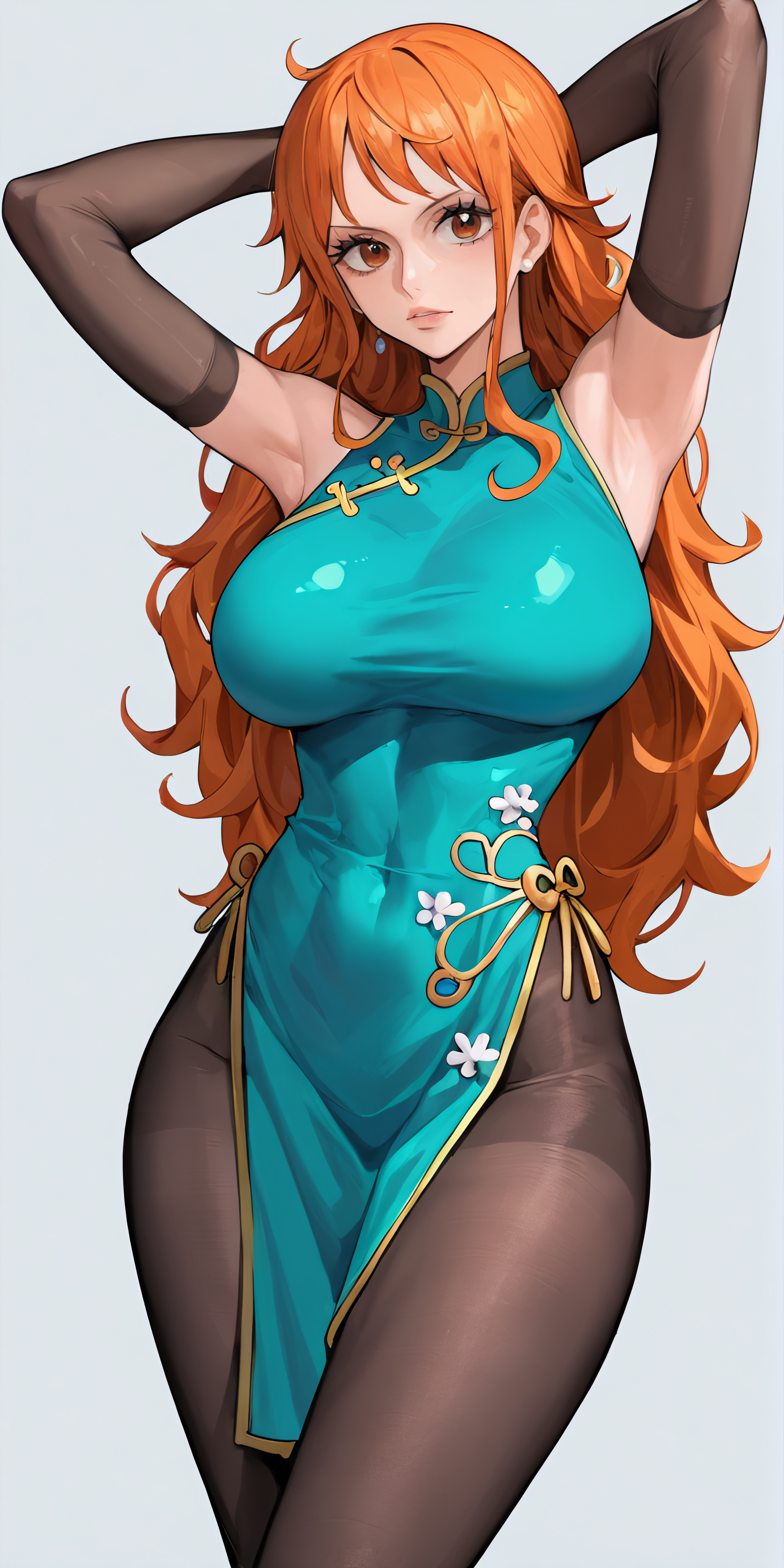 nami (one piece), one piece, ai generated, cici wallpaper, female, female only, 