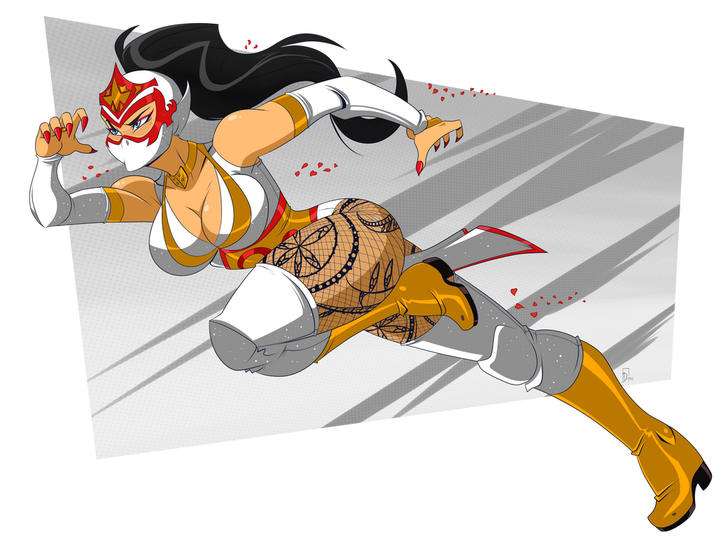 color_palette deviantart fanart female female_focus female_only female_wrestler great_dude human luchadora mask masked masked_female ninja ninja_girl original original_art original_artwork white_clothes wrestler wrestling wrestling_mask wrestling_outfit