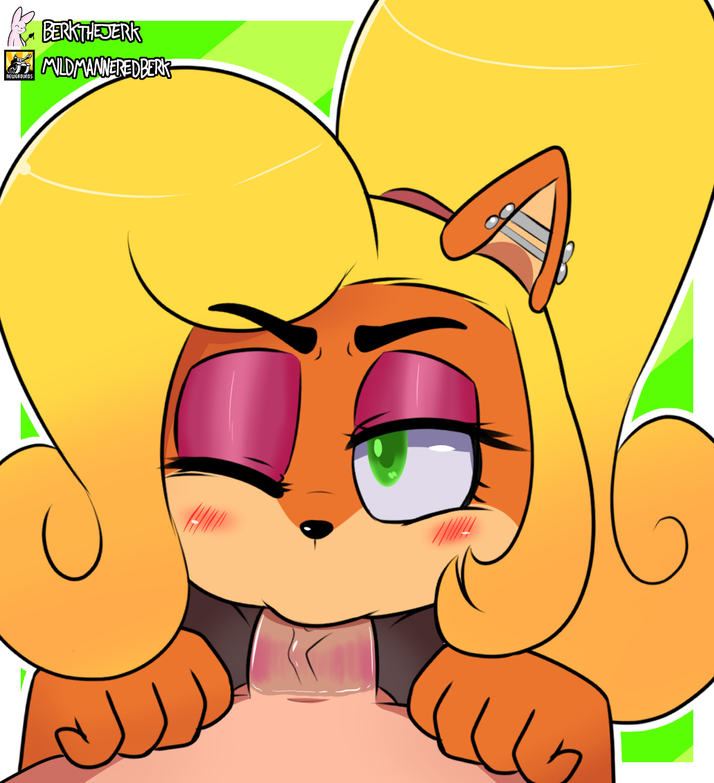 berkthejerk, coco bandicoot, crash (series), anthro, blonde hair, eyeshadow...