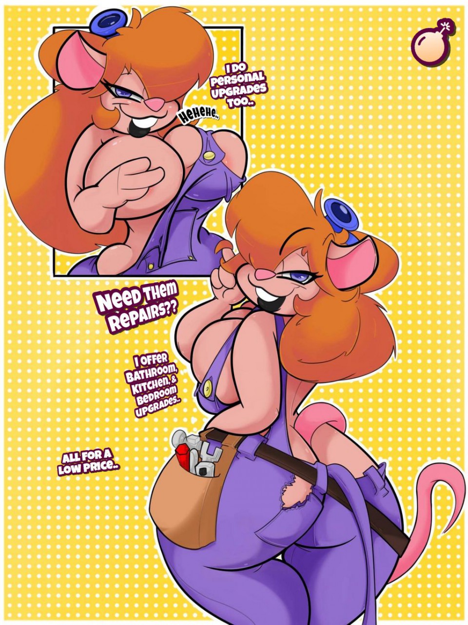 inkit89, gadget hackwrench, disney, ass, big breasts, chip 'n dale rescue rangers, funny, impossible clothes, mammal, 