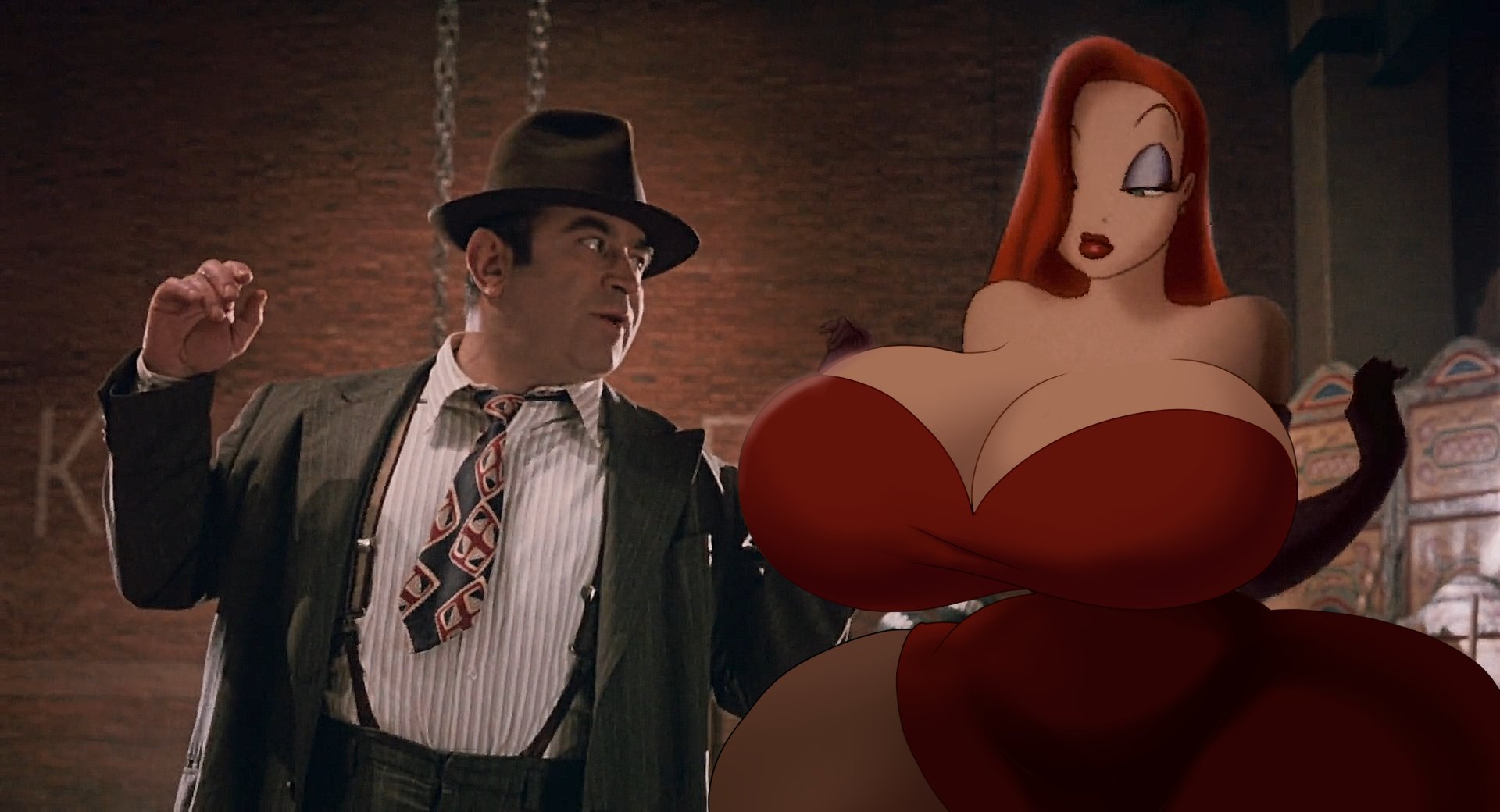 jessica rabbit, who framed roger rabbit, edit, screencap, tagme, huge ass, huge breasts, hyper ass, hyper hips, hyper thighs, thick thighs, wide hips, 