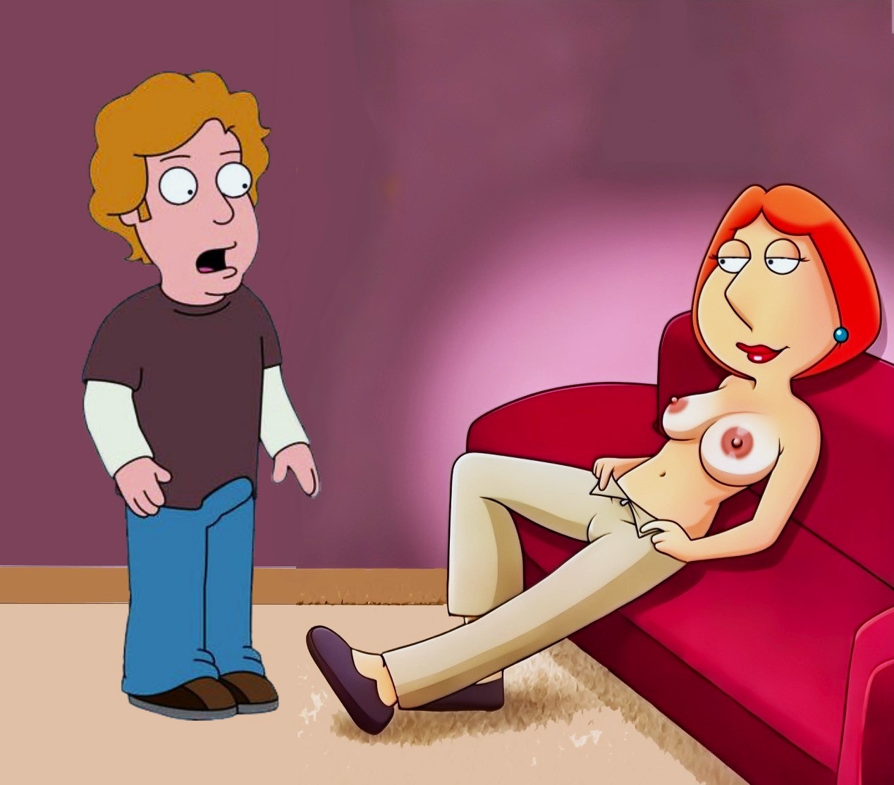 lois griffin, family guy, breasts, no bra, ready to fuck, taking clothes off, 