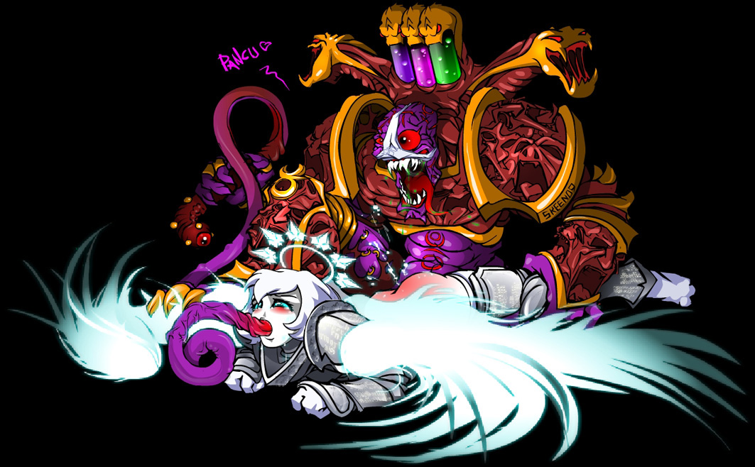 skeenlangly, chaos marine, living saint, lucius the eternal, saint celestine, sister of battle, slaanesh, warhammer 40k, chaos, tentacle, 