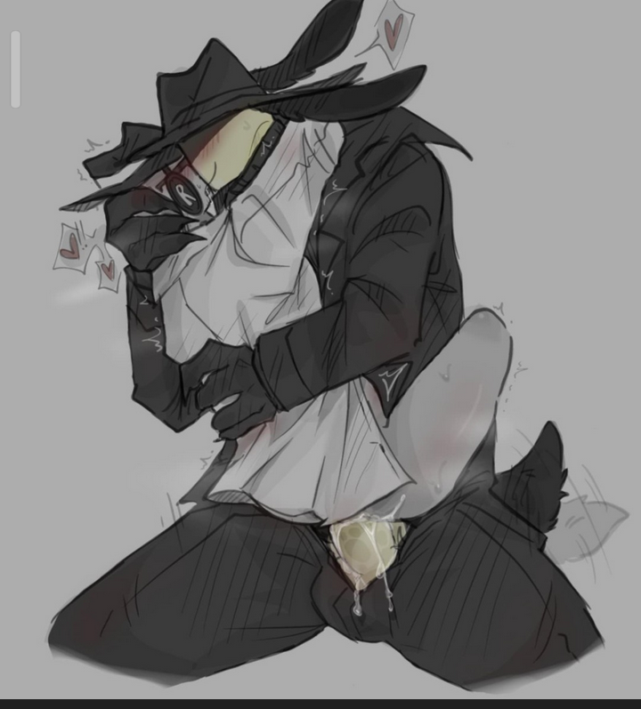 anal anal_sex animal_humanoid aroused biped black_body black_bottomwear black_claws black_clothing black_fur black_jacket black_pants black_topwear blush bodily_fluids bottomless bottomwear chance_(forsaken) claws clothed clothing cum cum_from_ass cum_in_ass cum_inside cum_on_pants cum_on_penis duo erection eyewear fedora forsaken_(roblox) from_front_position fur genital_fluids genitals glasses grey_body grey_skin happy happy_sex hat headgear headwear heart_symbol human humanoid humanoid_hands jacket lagomorph lagomorph_humanoid leporid_humanoid mafioso_(forsaken) male male/male mammal mammal_humanoid mastery_position nonbinary_(lore) pants penetration penile penile_penetration penis penis_in_ass rabbit_humanoid sex short_tail size_difference stomach_bulge tail tail_motion tailwag topwear twitching unknown_artist unzipped unzipped_pants white_clothing white_topwear yellow_body yellow_skin zipper