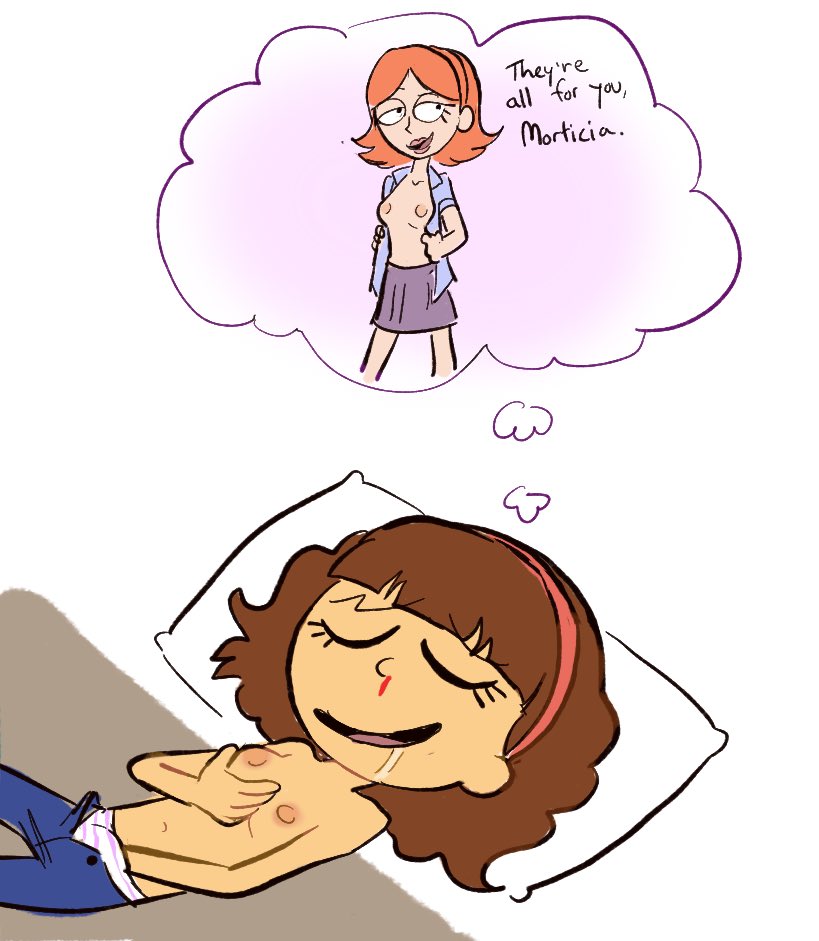jessica (rick and morty), morticia smith, rick and morty, rule 63, breasts, brown hair, dream, female, nipples, open shirt, skyshaymins, 
