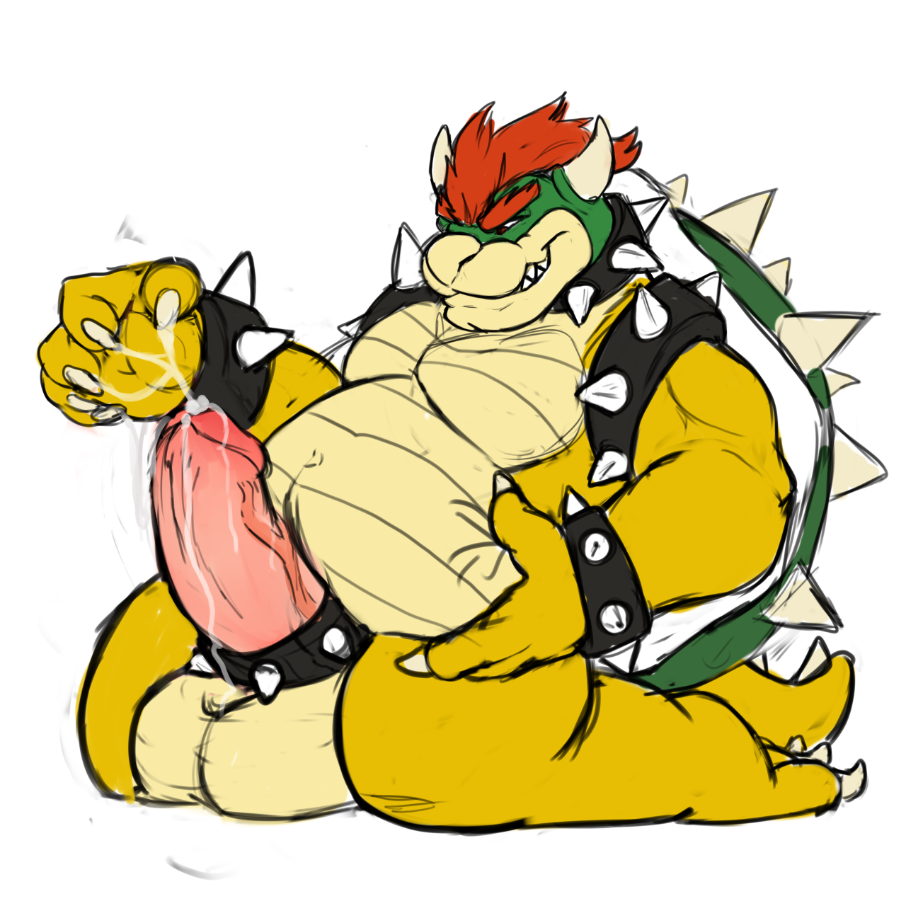 bowser, koopa, nintendo, super mario bros., 2015, white background, 1boy, a...