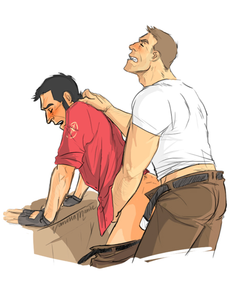 team fortress 2, tagme, gay, male, male focus, male only, sniper, soldier, vanessamanic, 