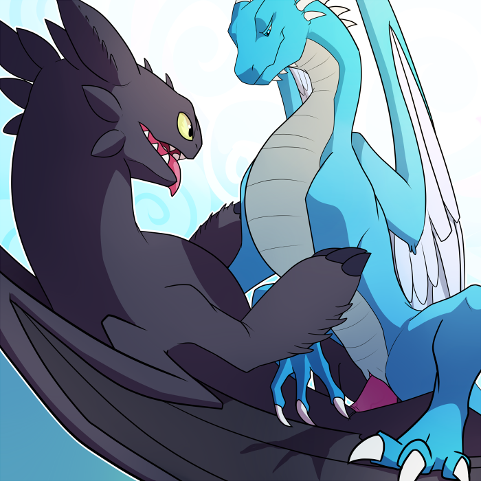 blitzdrachin, saphira, toothless, blue dragon, eragon, how to train your dragon, 2016, black dragon, dragon, duo, erection, female, feral, male, night fury, penis, pussy, sex, straight, wings, 