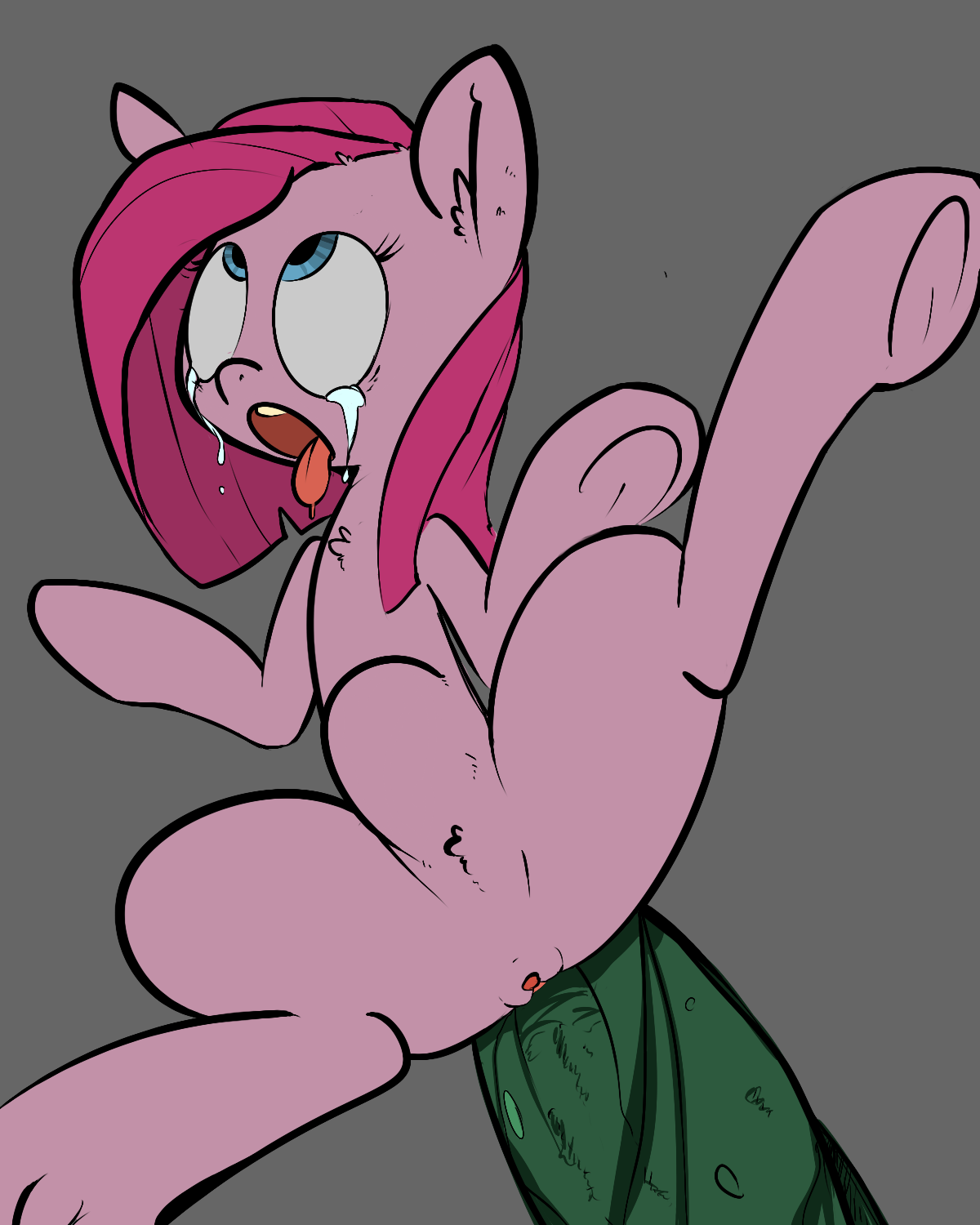 mcsweezy, pinkamena (mlp), pinkie pie (mlp), friendship is magic, my little pony, 2014, grey background, blue eyes, equine, female, feral, fur, hair, hooves, horse, mammal, one leg up, open mouth, penetration, pink fur, pink hair, plain background, pony, solo, spread legs, spreading, stomach bulge, tears, tentacle, tongue, tongue out, vaginal penetration, 