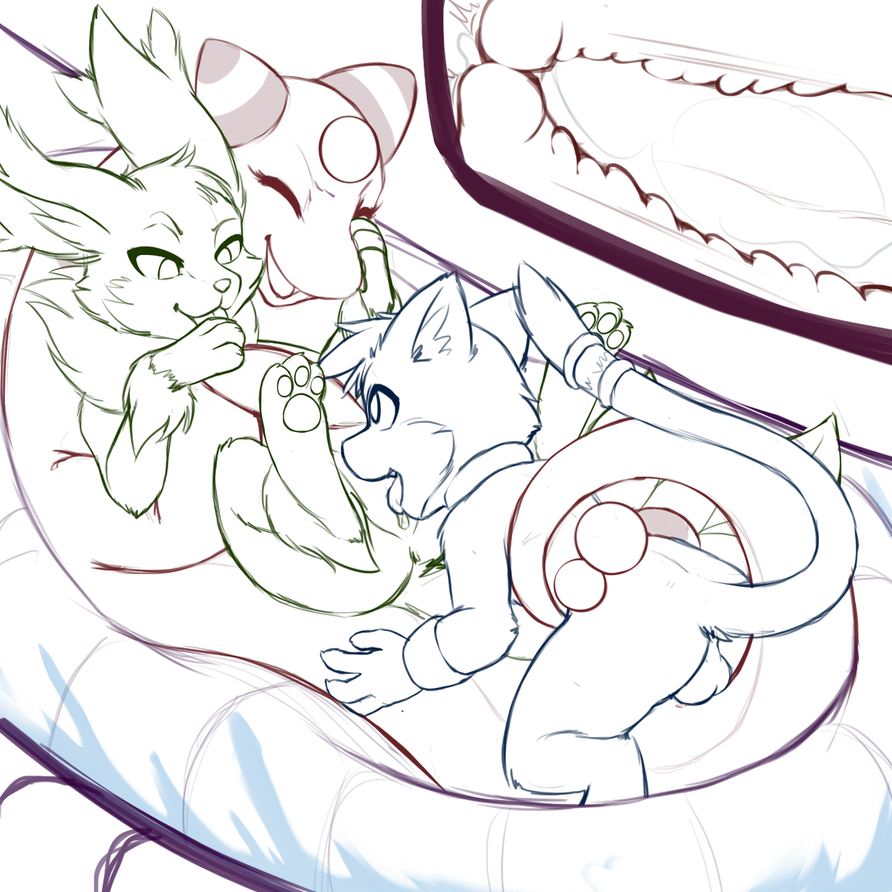 darkmirage, ampharos, original character, nintendo, pokemon gsc, partially colored, sketch, 1boy, 1girls, 3 toes, anus, canine, closed eyes, cunnilingus, dragon, ears back, eye contact, eyelashes, feline, female, furry, group, group sex, hybrid, internal, interspecies, long ears, male, mammal, oral, pawpads, penetration, pokemon, sex, short ears, size difference, snout, spread legs, spreading, straight, tail, tail wrap, testicles, threesome, toes, tongue, tongue out, vaginal penetration, video games, 