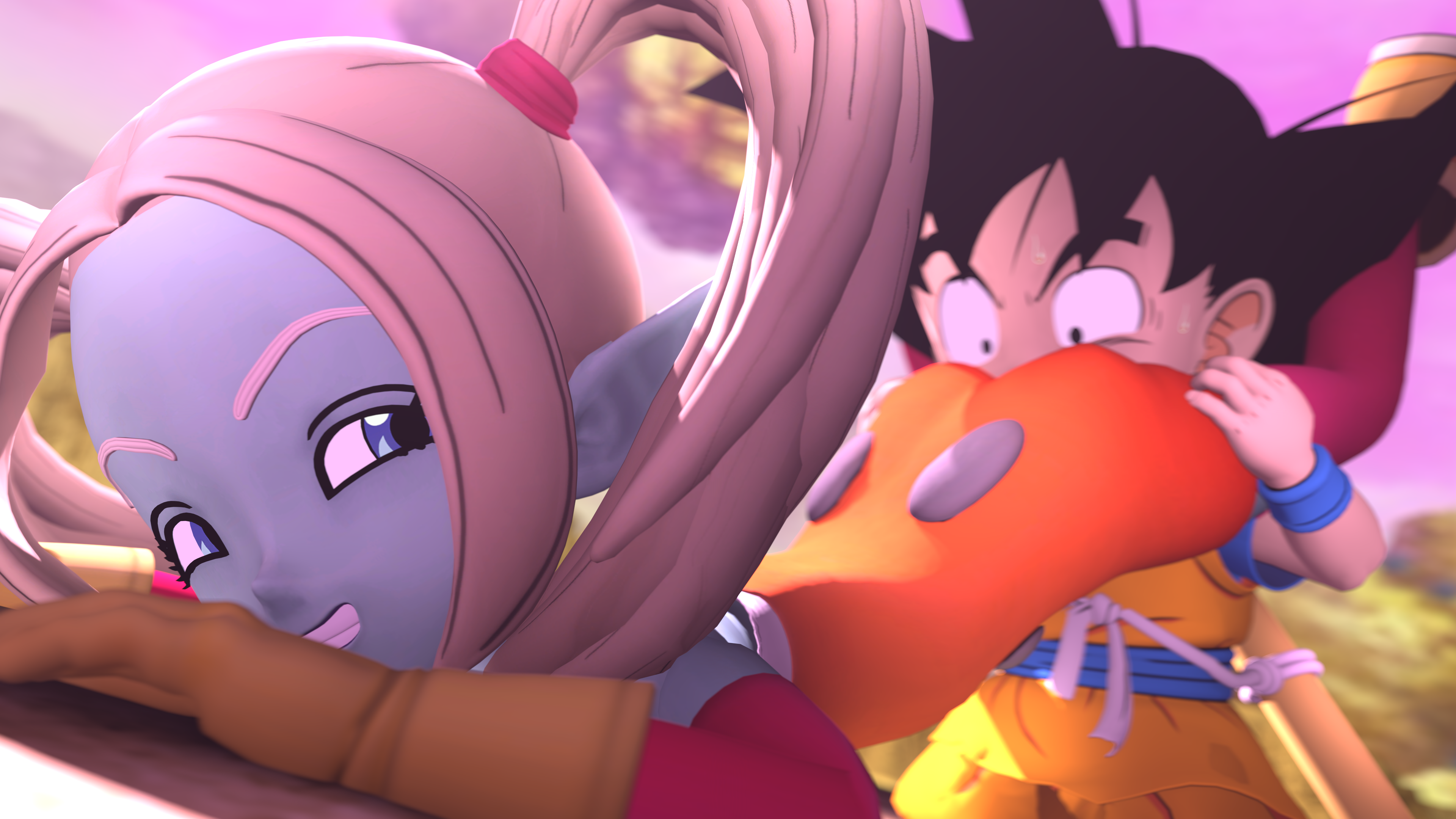 1boy 1girls dragon_ball dragon_ball_(series) dragon_ball_daima female male panzy_(dragon_ball_daima) son_goku son_goku_(young) tarrotherambler