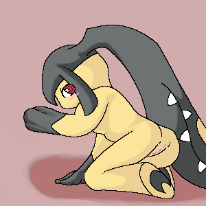 mawile, color, tagme, all fours, anthro, ass, blush, female, female only, fur, furry, furry ass, furry only, looking back, nude, open eyes, pokemon, pussy, side view, solo, vulva, 