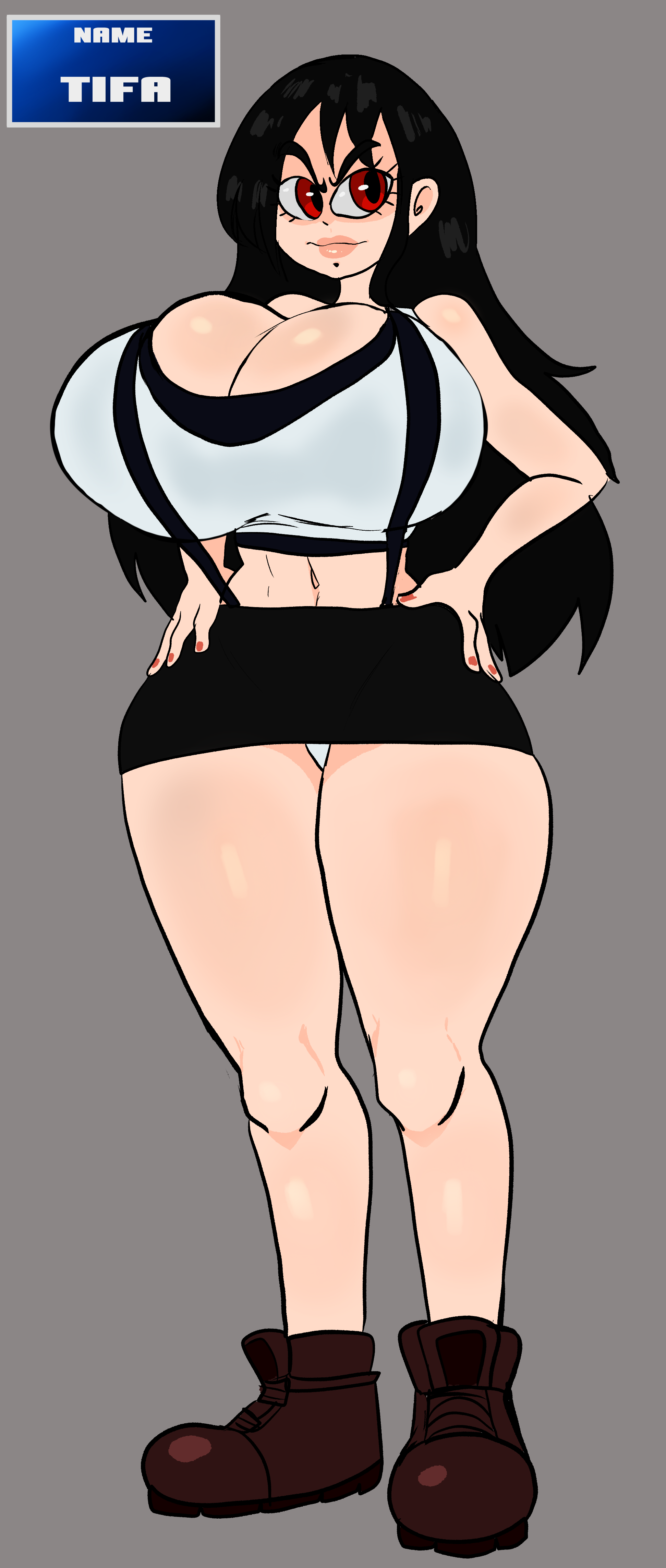 tifa lockhart, final fantasy, final fantasy vii, 1girls, big breasts, black hair, breasts, busty, clothing, female, female only, huge breasts, large breasts, lemonadepikachu, solo, thick thighs, wide hips, 