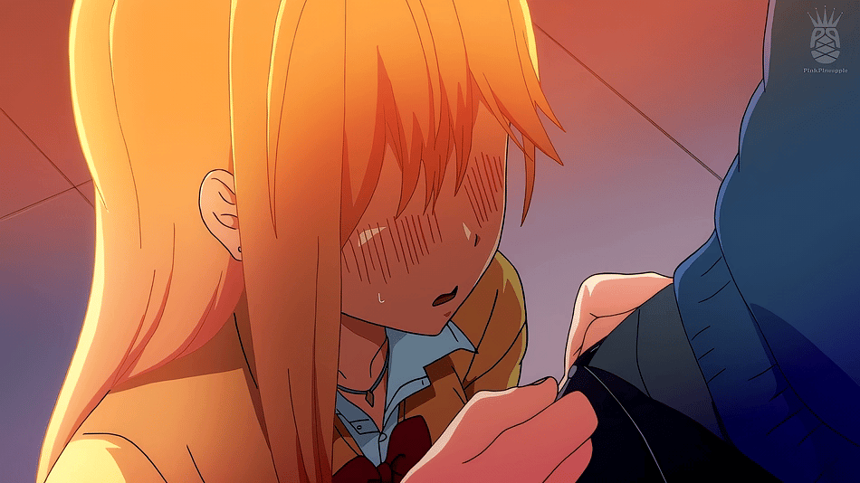 1boy 1girls 2d 2d_animation animated animated_gif big_cock big_penis blonde_female blonde_hair blush censored censored_penis cock female gif huge_cock large_penis long_penis looking_at_penis male mosaic_censoring penis penis_out schoolgirl seiyoku_tsuyotsuyo shocked shocked_expression surprised teenage_female teenager