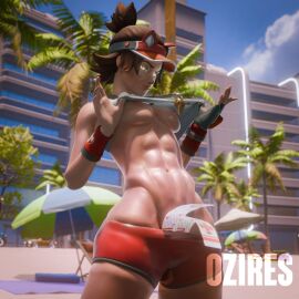 1girls 2024 3d abs areolae athletic athletic_female beach blender blizzard_entertainment breasts brown_hair covering covering_crotch covering_pussy cum_gutters detailed_background female female_focus female_only headband headwear hi_res highres kiriko_(overwatch) kiriko_kamori lifeguard lifeguard_kiriko lifeguard_swimsuit light-skinned_female light_skin looking_at_viewer medium_breasts muscular muscular_female nipples obliques overwatch overwatch_2 oziresnsfw pose posing presenting presenting_breasts pussy shirt shirt_lift shirt_up shorts shorts_down small_breasts smile smiling solo solo_focus standing watermark whistle whistle_around_neck