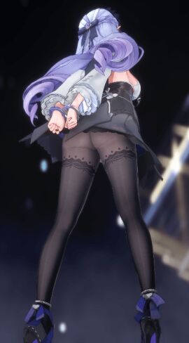 3d animated ass bondage bouncing_breasts breasts facing_away_from_viewer female female_only handcuffed handcuffs mig15bis pantyhose purple_hair rabbit_hole_(vocaloid) sideboob solo solo_female stockings tagme vivian_(zenless_zone_zero) vivian_banshee zenless_zone_zero