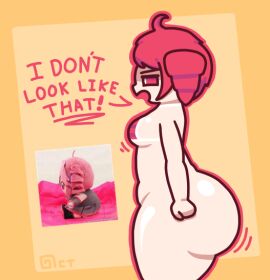 1girls ahoge annoyed ass bottom_heavy bra breasts chubby chubby_female clenched_hand drill_hair fatass_teto fatass_teto_plush female female_only huge_ass kasane_teto no_panties octotron2000 plushie red_eyes red_hair self_upload short_hair shortstack side_view small_breasts solo solo_female text thick_thighs vocaloid wide_hips yes_you_do