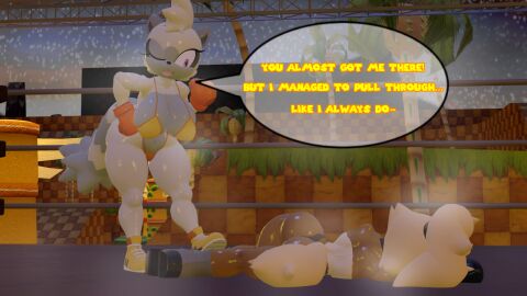 2girls 3d after_fight anthro ass back big_ass big_breasts big_butt big_thighs bikini black_boxing_gloves black_gloves boots boxing boxing_gloves boxing_ring breasts catfight curvy defeat defeated defeated_female dialogue duo english english_text female female_focus female_only fighting_ring footwear furry huge_ass huge_breasts huge_butt knocked_out large_ass large_breasts large_butt night orange_boxing_gloves orange_gloves outdoors rngsucks ryona sega shoes sonic_(series) sonic_the_hedgehog_(comics) sonic_the_hedgehog_(idw) sonic_the_hedgehog_(series) speech_bubble tangle_the_lemur text thick thick_ass thick_butt thick_hips thick_thighs thighs whisper_the_wolf wide_hips