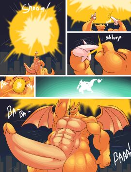 2022 abs absurd_res animated anthro big_penis charizard charmeleon city city_background cityscape claws energy energy_ball erection evolution evolution_(transformation) evolving expansion fist gay generation_1_pokemon genital_expansion genital_growth genital_growth_(enlargement) genitals glowing glowing_eyes hi_res huge_cock hyper hyper_genitalia hyper_penis macro male musclegut muscular muscular_anthro muscular_male muscular_thighs nintendo onomatopoeia orange_body pecs penis penis_expansion penis_growth penis_growth_(enlargement) pokemon pokemon_(species) raised_hand short_playtime smile smirk solo solo_male sound_effects spread_wings tail text thebigbadwolf01 thick_thighs transformation wings