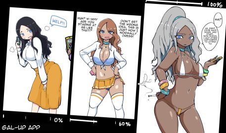 altered_common_sense before_and_after bikini bimbofication black_hair bracelet brain_drain brainwashing breast_expansion breast_growth breast_growth_(enlargement) breasts brown_hair cell_phone choker cleavage common_sense_change corruption dark_skin ebonization female female_only femsub ganguro grey_hair gyaru gyarufication hypnotic_app identity_death izmollizmoll jewelry lipstick long_hair makeup memory_alteration micro_bikini midriff mind_control nail_polish navel necklace open_shirt original personality_change ponytail progress_indicator race_swap resisting sequence skirt smartphone smoke smoking socks text thighhighs transformation