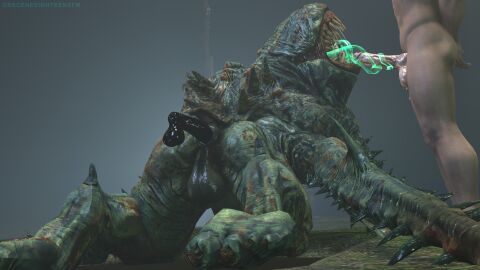 2boys 3d anal anal_sex anthro anus ass balls big_ass big_balls big_butt big_penis black_dildo bodily_fluids call_of_duty call_of_duty_black_ops_3 call_of_duty_zombies claws dildo dildo_in_ass dildo_insertion double_penetration duo fellatio fog gay genitals glowing glowing_tongue green_body green_skin green_tongue hands_behind_back hi_res huge_balls huge_cock human humanoid licking male male/male male_human/male_monster mammal margwa_(call_of_duty) monster night object_in_ass obsceneeighteensfm oral outside penetration penile penis puffy_anus saliva saliva_string sex sex_toy sex_toy_in_ass sex_toy_insertion sharp_teeth teeth tentacle tongue tongue_out yaoi