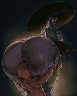 1girls alamanderarts alcina_dimitrescu anon ass ass_focus ass_in_dress ass_smothering ass_worship big_ass big_breasts black_hair bottom_heavy breasts clothed_female_nude_male clothing dress face_in_ass fat_ass female female_focus giant_female gloves hat height_difference huge_ass large_ass male massive_ass nude nude_male resident_evil resident_evil_8:_village shorter_male sitting sitting_on_face sitting_on_person size_difference smothering smothering_ass smug taller_female thick_ass thick_thighs wide_hips