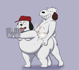 2024 absurd_res against_surface anal anal_sex andy_(peanuts) anthro ass beagle bent_over big_ass big_butt black_ears black_eyes black_nose blue_collar bodily_fluids brother brother_(lore) brothers_(lore) brown_ears canid canine canis closed_eyes clothing collar colossalstars cum cum_in_ass cum_inside cum_on_ass cum_on_butt digital_media_(artwork) domestic_dog duo ejaculation fur genital_fluids hair hand_on_hip hat headgear headwear hi_res huge_ass huge_butt hunting_dog incest_(lore) looking_pleasured male male/male male_penetrated male_penetrating male_penetrating_male mammal moobs obese obese_anthro obese_male olaf_(peanuts) orgasm overweight overweight_anthro overweight_male peanuts peanuts_worldwide_llc penetration penile penile_penetration penis penis_in_ass red_clothing red_hat red_headwear scent_hound sex sibling_(lore) smile standing standing_sex sweat tail teeth thick_thighs three-quarter_view tongue tongue_out white_body white_fur white_hair white_tail wildbrain zoophilia