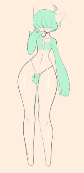 anthro anthro_only bangs bangs_over_eyes femboy frowntown game_freak gardevoir gay girly male male_gardevoir male_only nintendo pokemon pokemon_(species) solo thong wide_hips