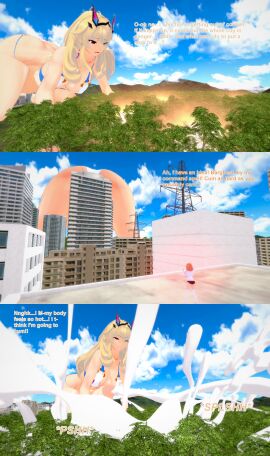 1futa 1girls 3d barghest_(gawain)_(fate) bikini blonde_hair city commission cum cum_flood ejaculation english_text fate/grand_order fate_(series) female fire forest fujimaru_ritsuka_(female) futa_giantess futanari giantess giantess_futa huge_cock intersex koikatsu penis swimsuit text xavierhuge