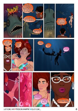 big_breasts breasts comic comic_page dan_mapplethorpe drowning english_text female kissing lipstick merfolk mermaid page_6 page_number underwater