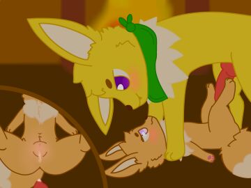 4:3 absurd_res animal_genitalia animal_penis animal_vulva canine_genitalia canine_penis canine_vulva duo eevee eeveelution evaite205 female feral generation_1_pokemon genitals hi_res jolteon male male/female nintendo penis pokemon pokemon_(species) vulva