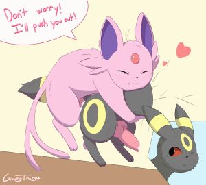 anal anal_sex animal_genitalia animal_penis animated black_body black_fur blush blush_lines bodily_fluids canine_genitalia canine_penis closed_eyes cum cum_drip cutaway dialogue dripping duo eeveelution espeon feral fur gay generation_2_pokemon genital_fluids genitals gooeythings heart_symbol male male/male nintendo one_eye_closed penetration penis pink_body pink_fur pokemon pokemon_(species) red_eyes signature stuck sweat sweatdrop through_wall umbreon